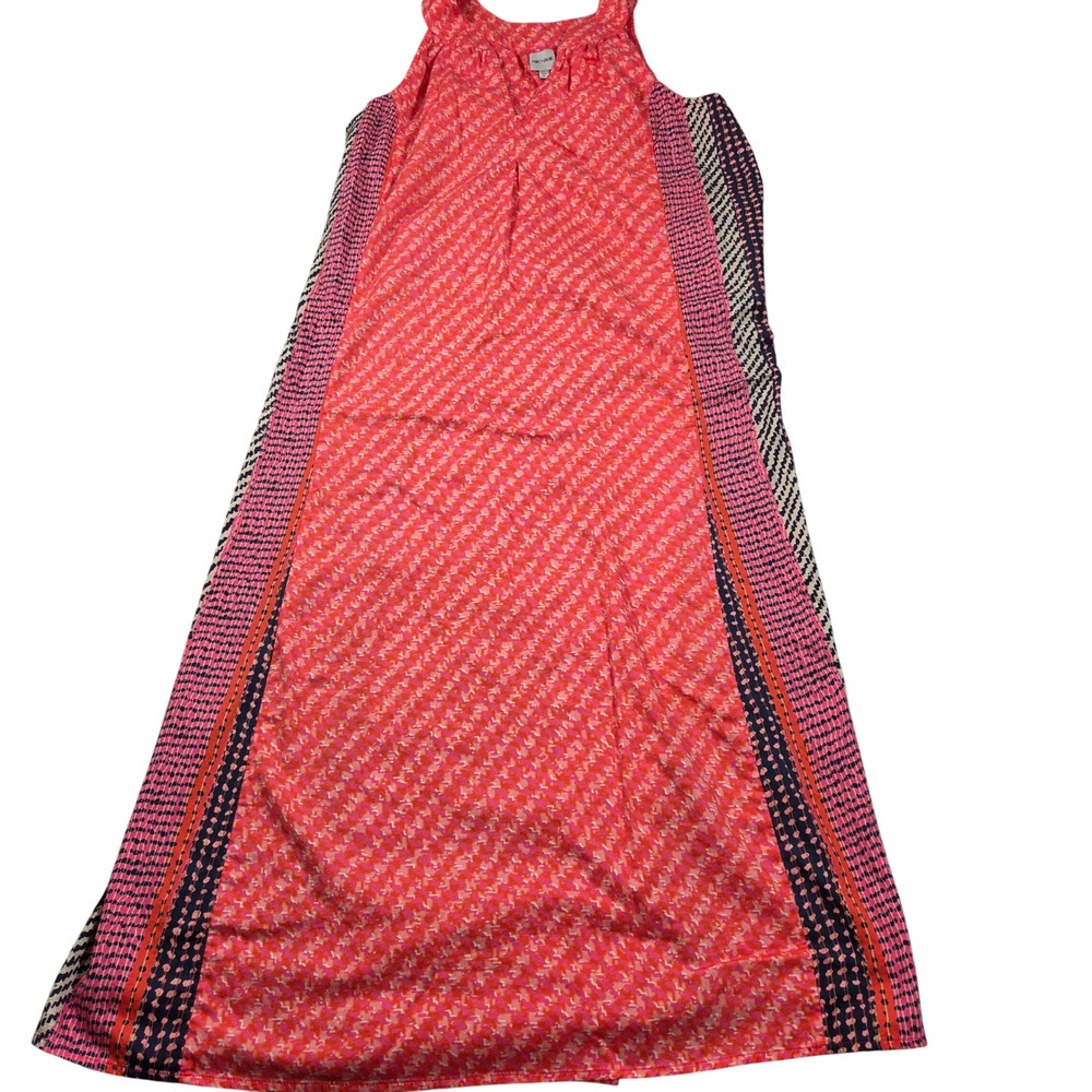 NIC+ZOE Maxi Dress Womens Large Pink Coral Sleeveless Geometric Print Cotton